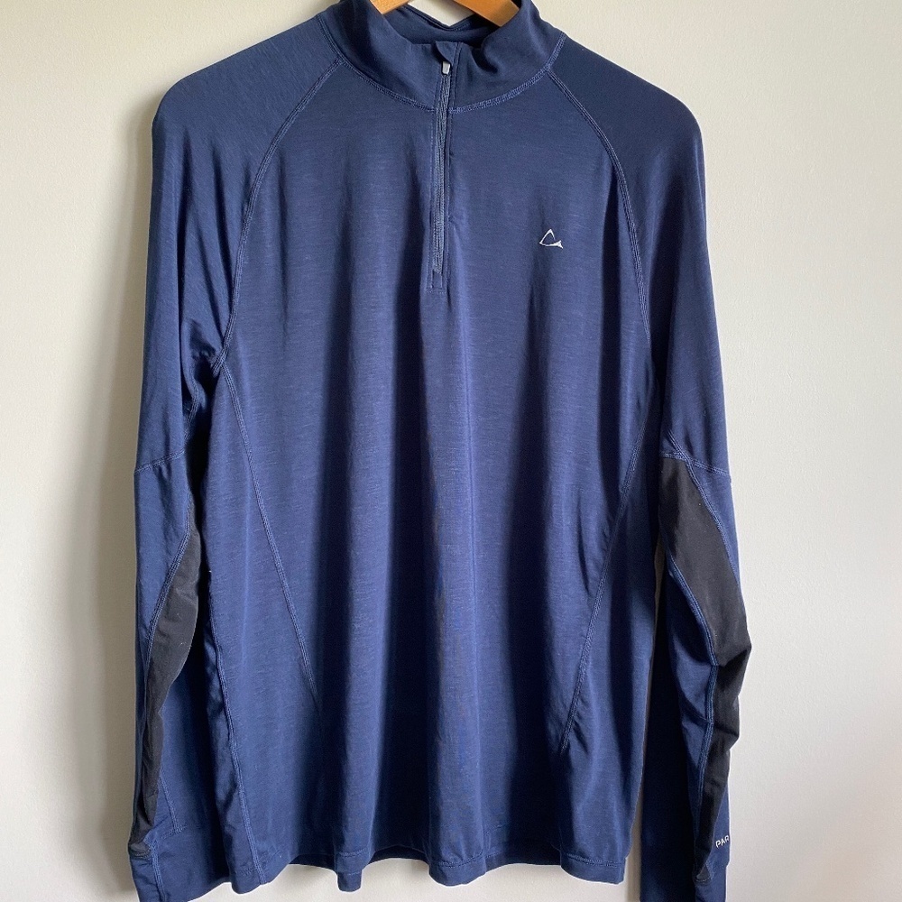 Paradox‎ Men's Navy Long Sleeve Performance Active 1/4 Zip Pullover Tee Large